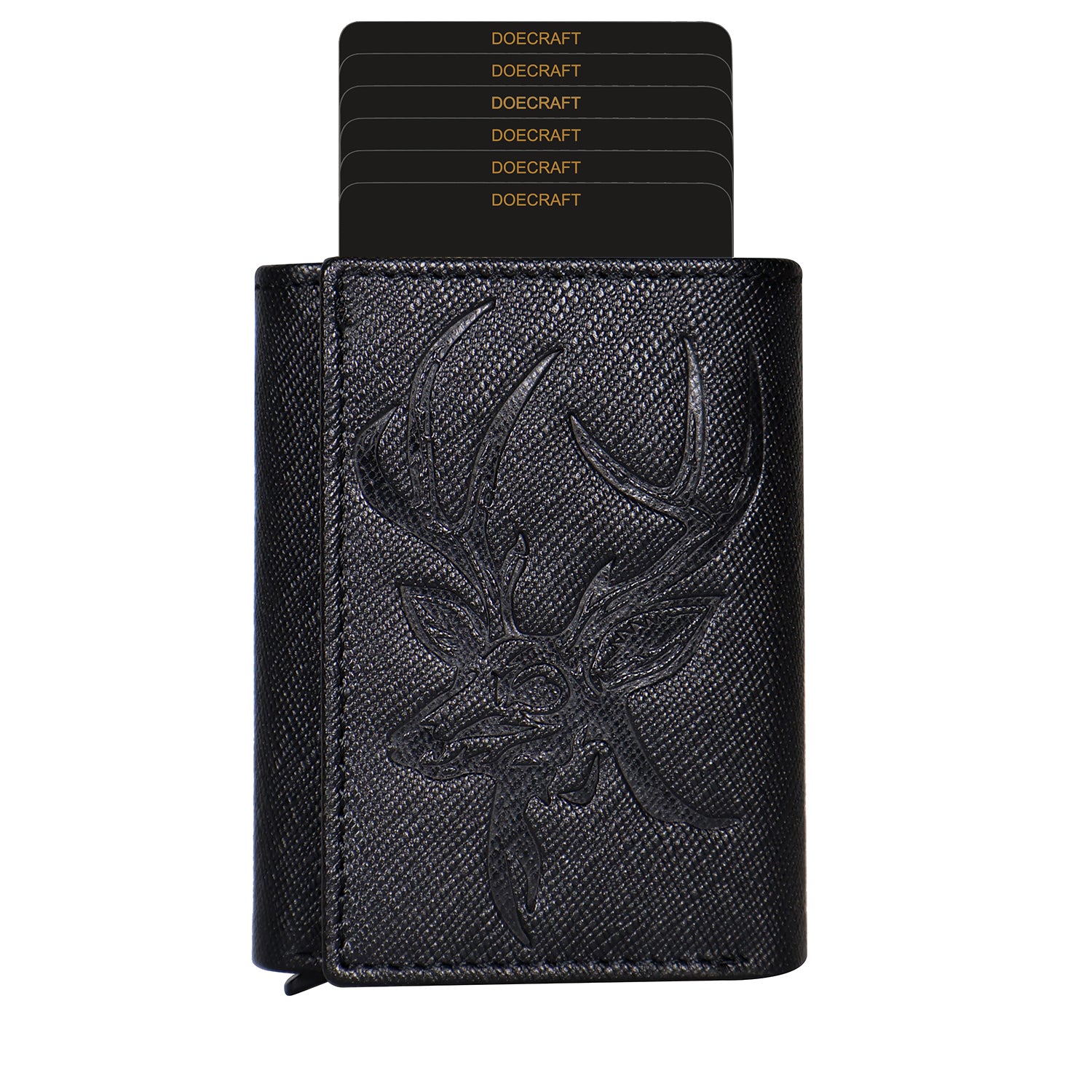 DOECRAFT Men Casual, Formal Black Genuine Leather Wallet (8 Card Slots)