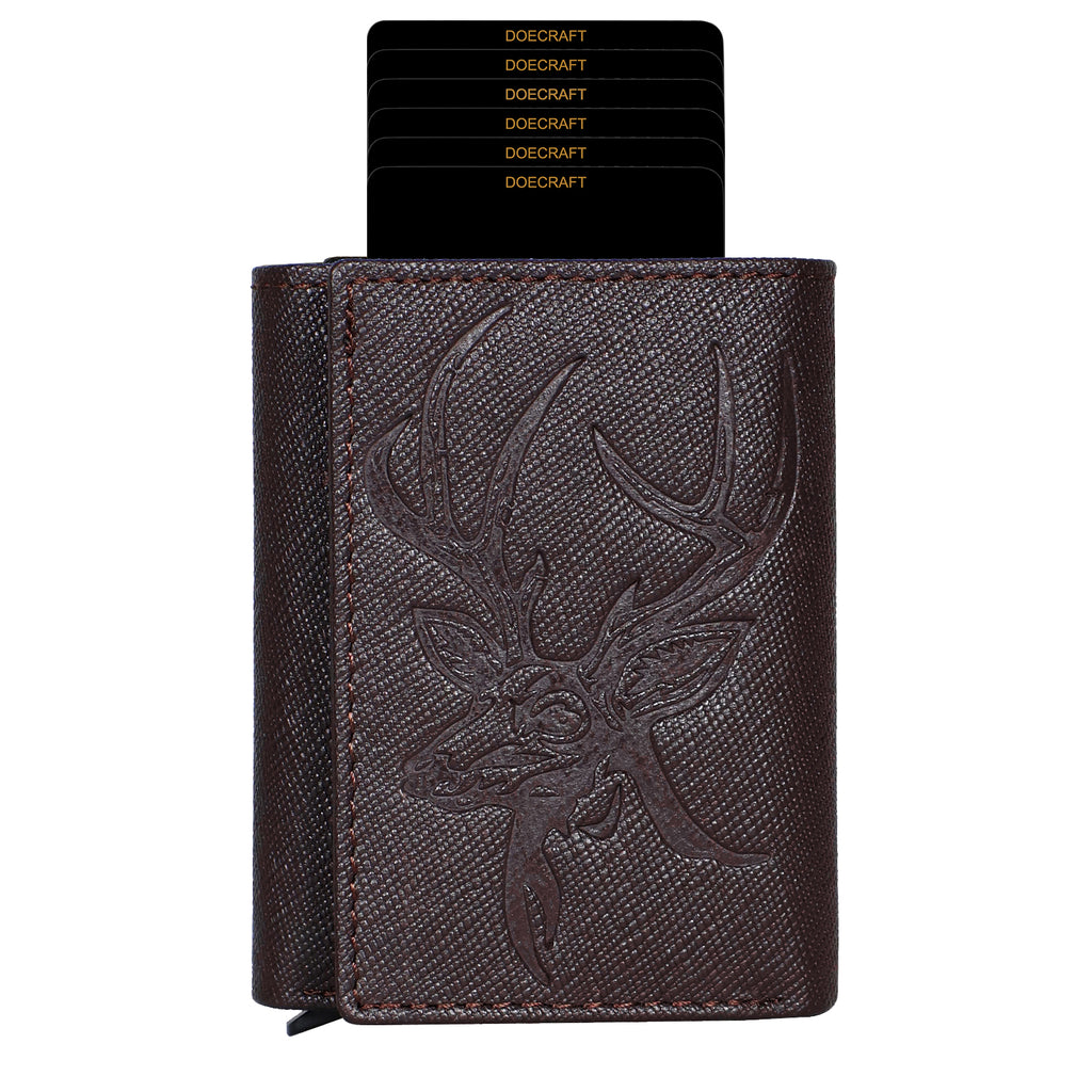 DOECRAFT Men Casual, Formal Brown, Black Genuine Leather Wallet (8 Card Slots)