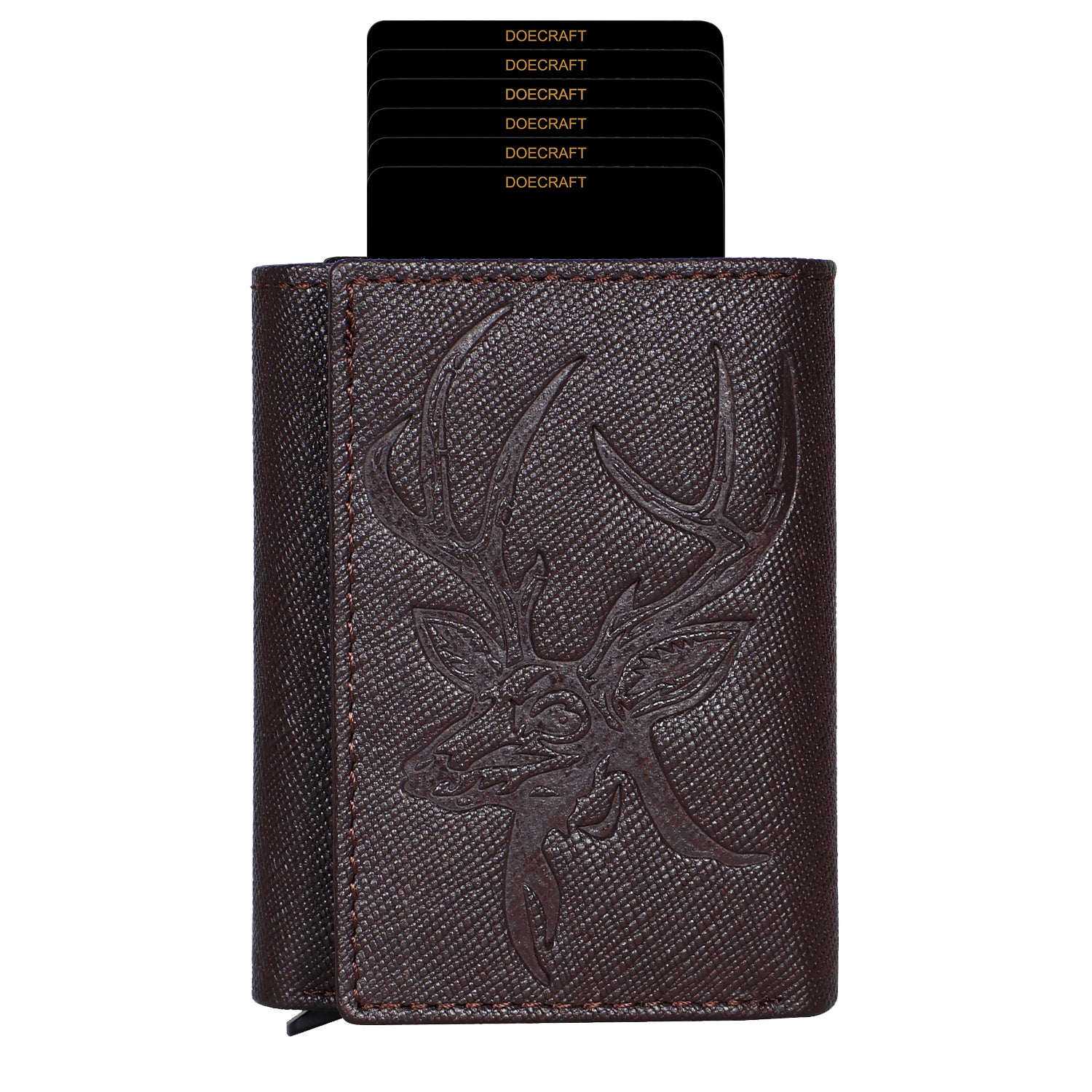 DOECRAFT Men Casual, Formal Brown, Black Genuine Leather Wallet (8 Card Slots)