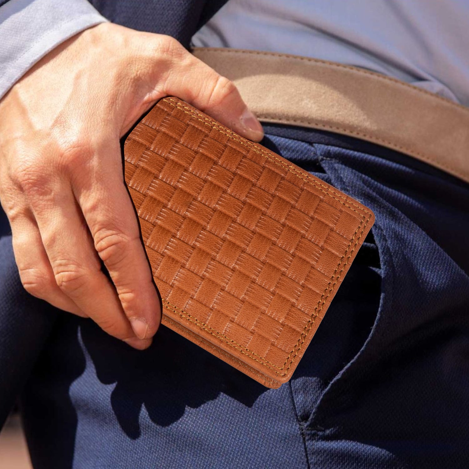 DOECRAFT Men Casual, Formal Orange Genuine Leather Wallet (8 Card Slots)