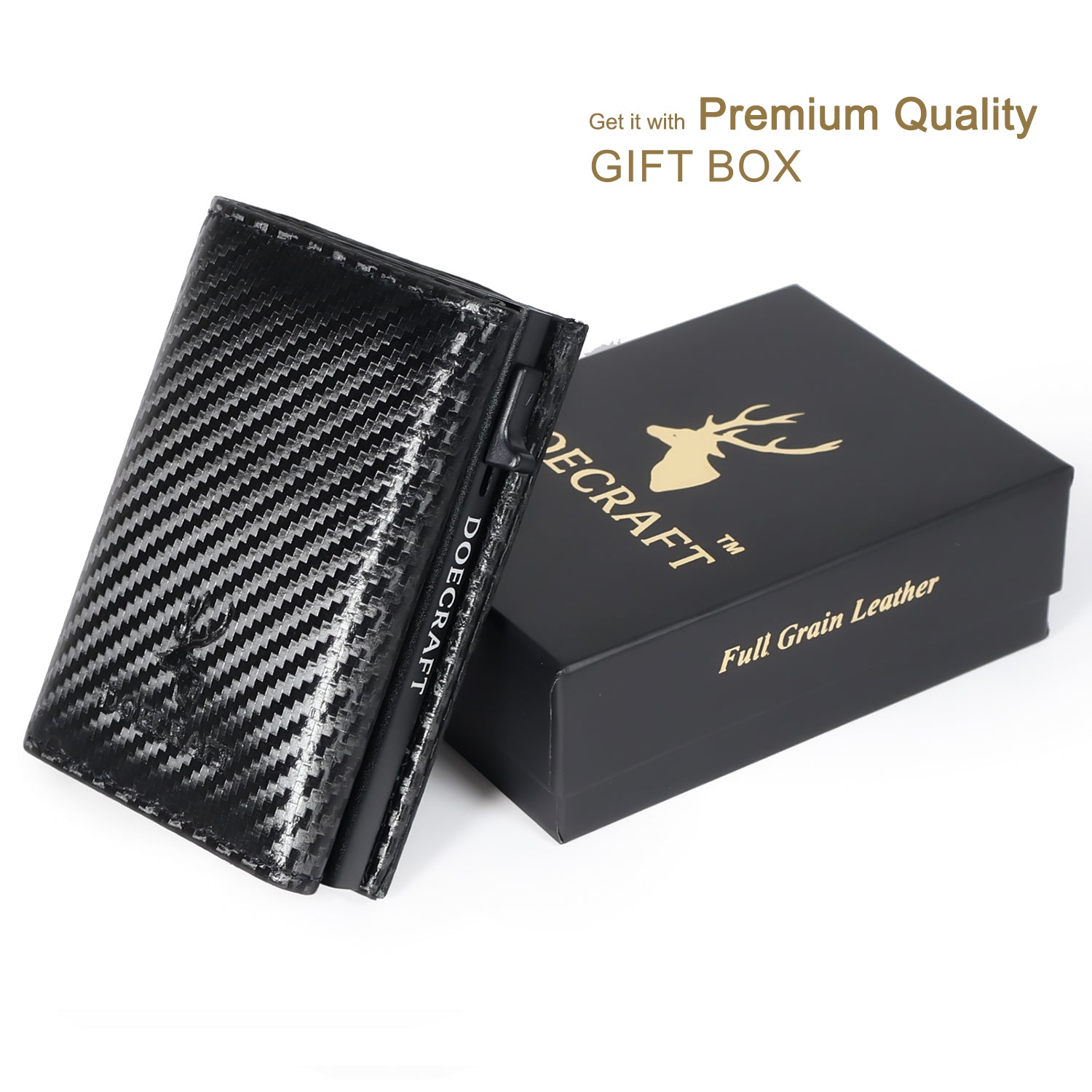 DOECRAFT Men Casual, Formal Black Genuine Leather, Aluminium Wallet (10 Card Slots)