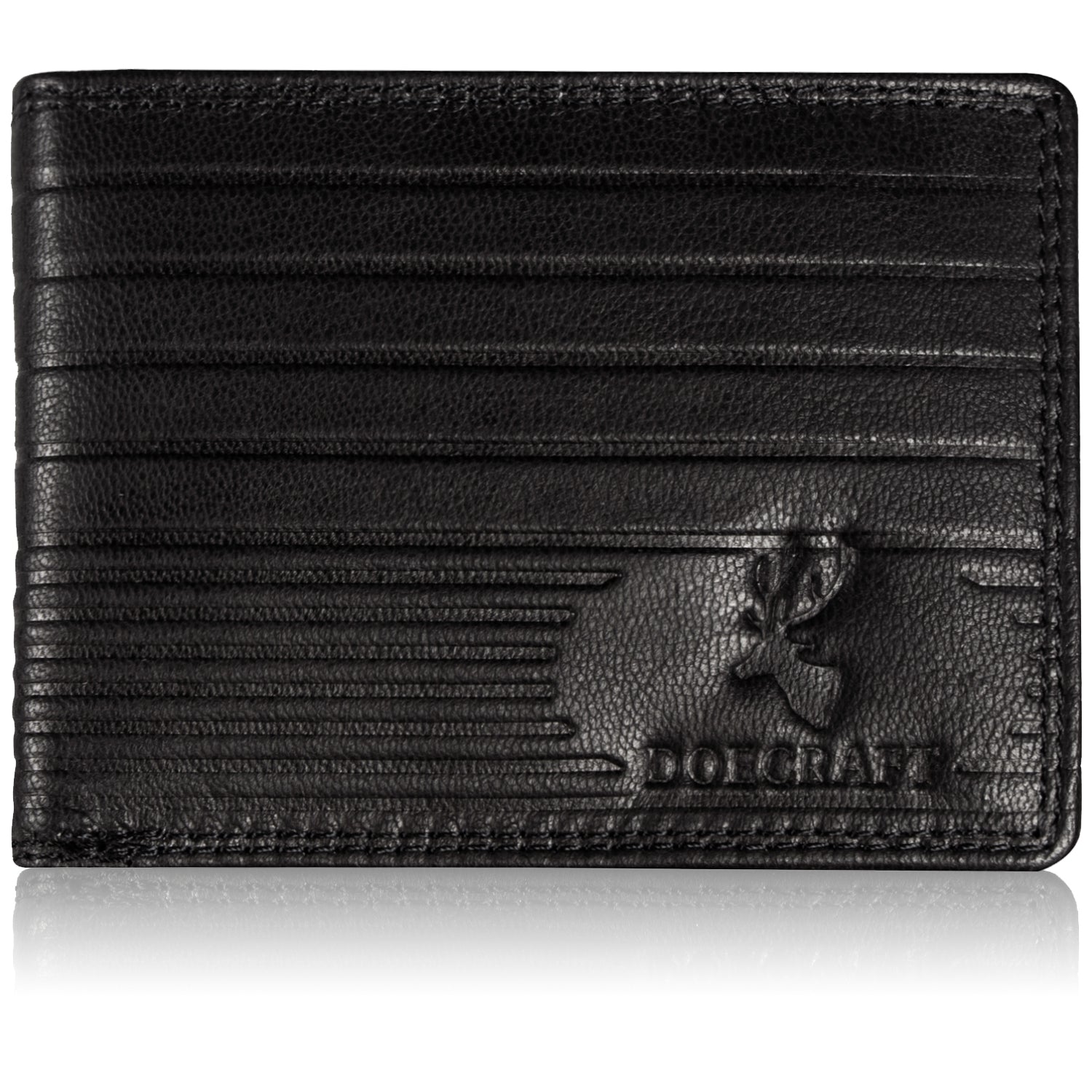 DOECRAFT Men Casual, Formal Black Genuine Leather Wallet (8 Card Slots)