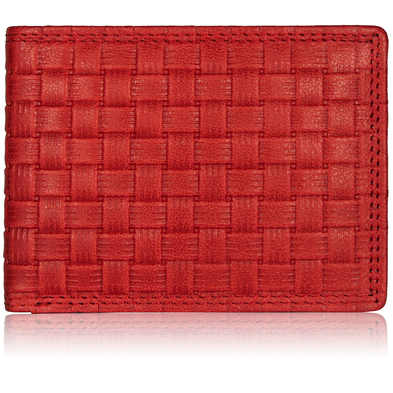 DOECRAFT Men Casual, Formal, Trendy Red Genuine Leather Wallet (8 Card Slots)