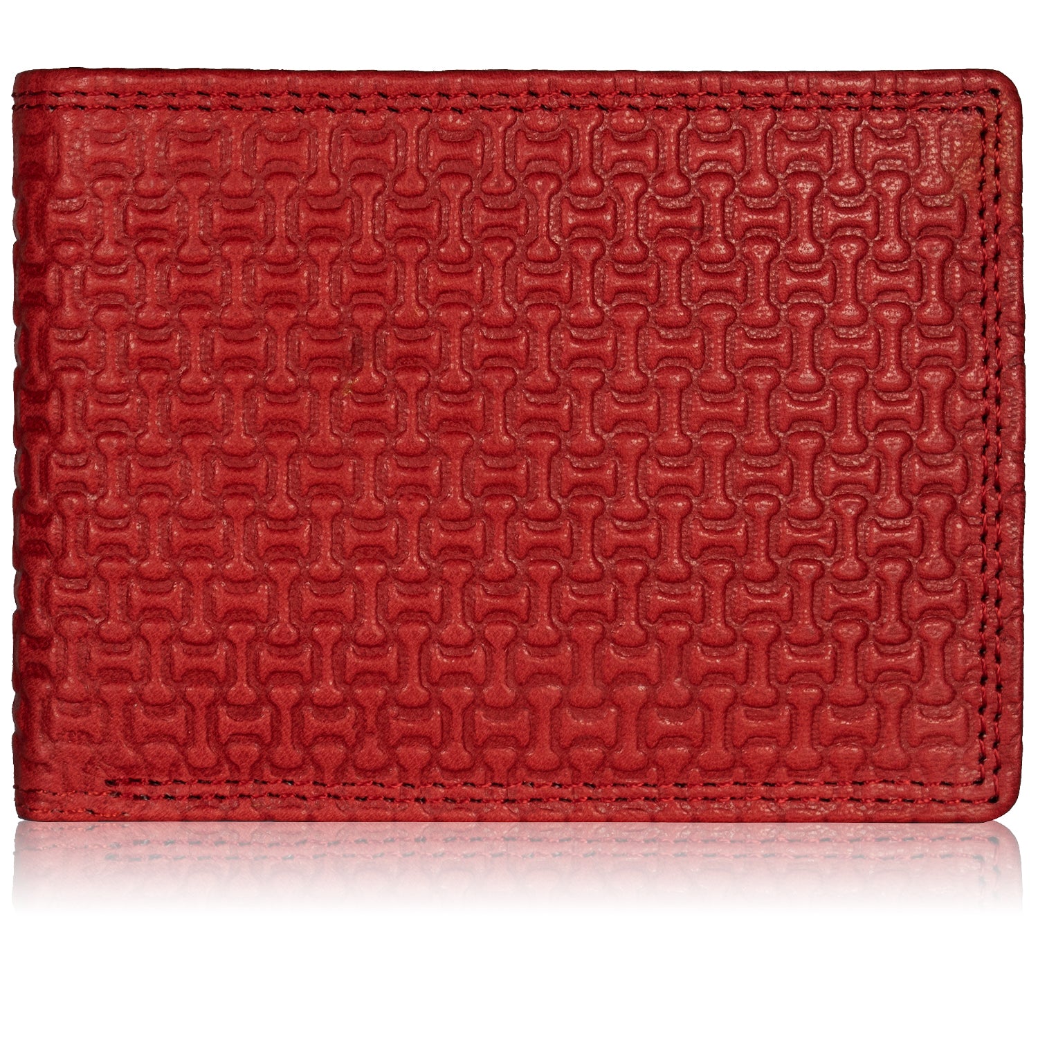 DOECRAFT Men Casual, Formal, Trendy Red Genuine Leather Wallet (8 Card Slots)