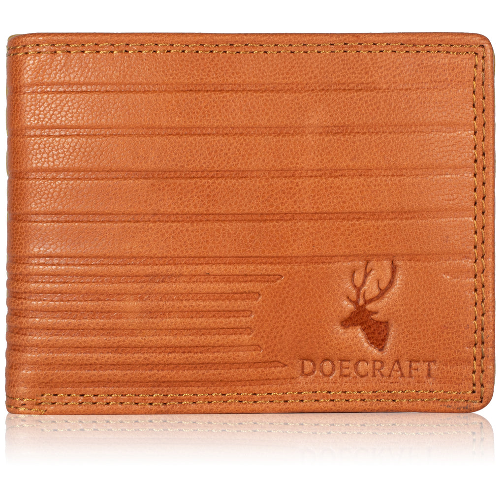DOECRAFT Men Casual, Formal Orange Genuine Leather Wallet (8 Card Slots)