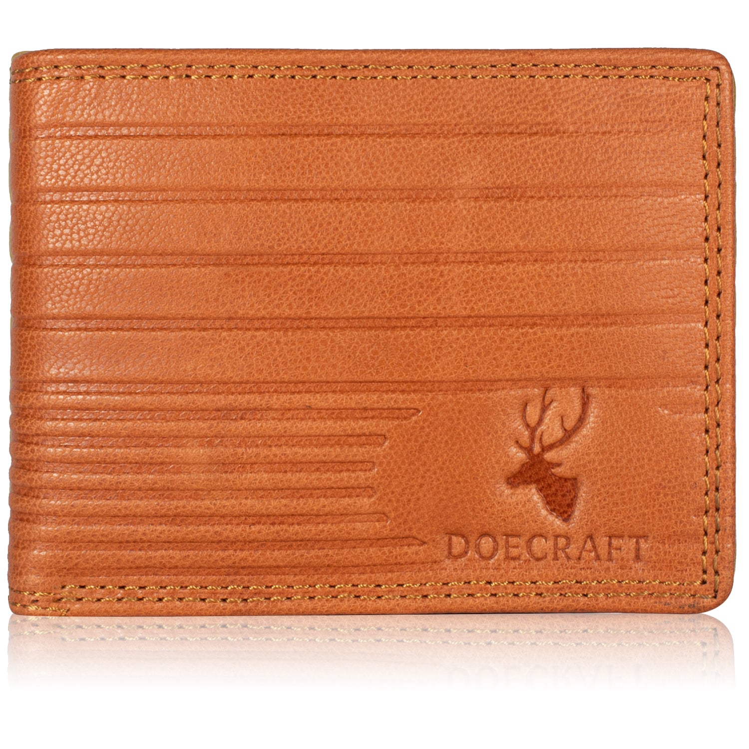 DOECRAFT Men Casual, Formal Orange Genuine Leather Wallet (8 Card Slots)