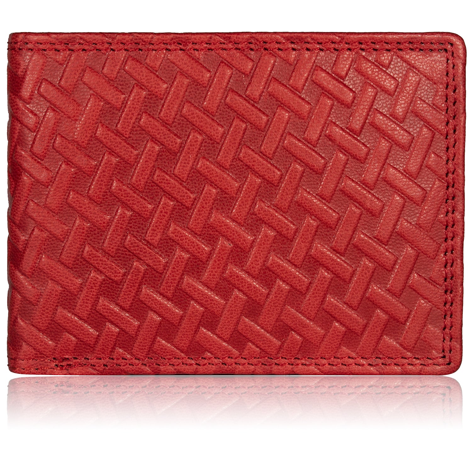 DOECRAFT Men Casual, Formal, Trendy Red Genuine Leather Wallet (8 Card Slots)