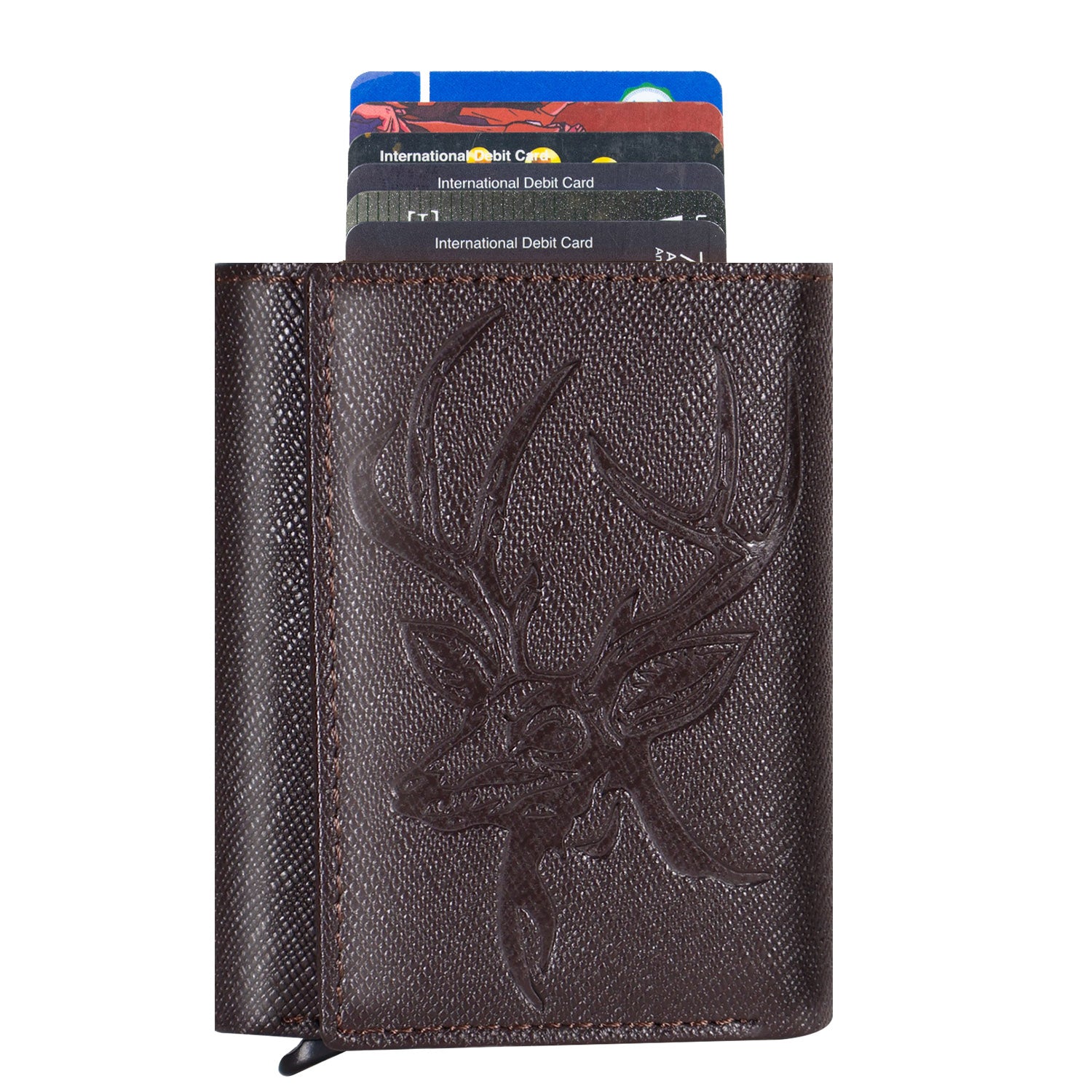 DOECRAFT Men Casual, Formal Brown, Gold Genuine Leather Wallet (8 Card Slots)