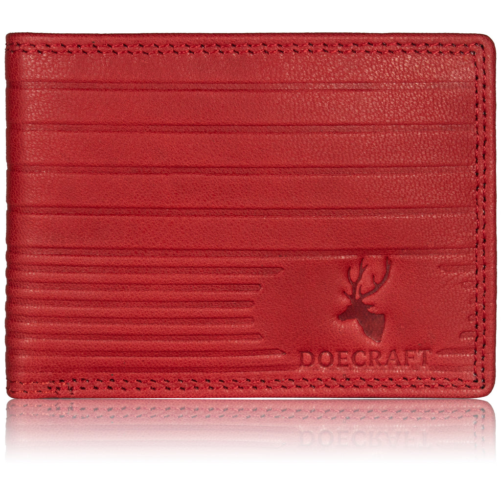 DOECRAFT Men Casual, Formal Red Genuine Leather Wallet (8 Card Slots)