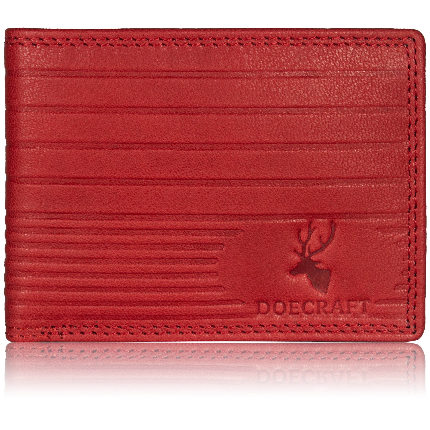 DOECRAFT Men Casual, Formal Red Genuine Leather Wallet (8 Card Slots)