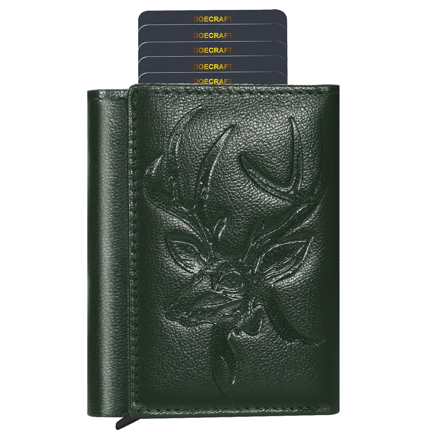 DOECRAFT Men Casual, Formal Green, Gold Genuine Leather Wallet (8 Card Slots)