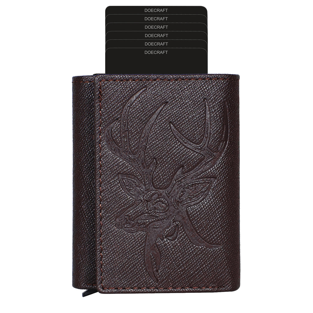 DOECRAFT Men Casual, Formal Brown Saffiano Genuine Leather Wallet (8 Card Slots)