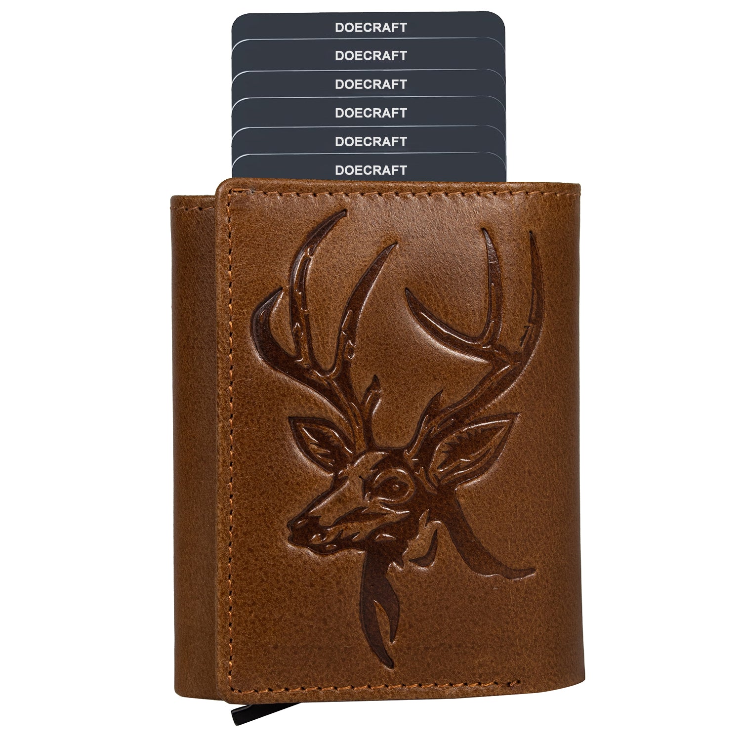 DOECRAFT Men Casual, Formal Tan, Silver Genuine Leather Wallet (8 Card Slots)