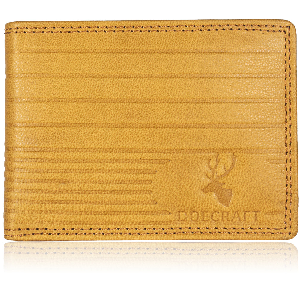 DOECRAFT Men Casual, Formal Yellow Genuine Leather Wallet (8 Card Slots)