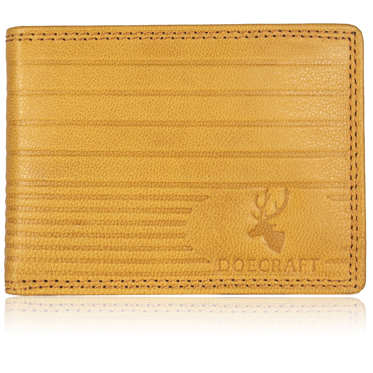 DOECRAFT Men Casual, Formal Yellow Genuine Leather Wallet (8 Card Slots)
