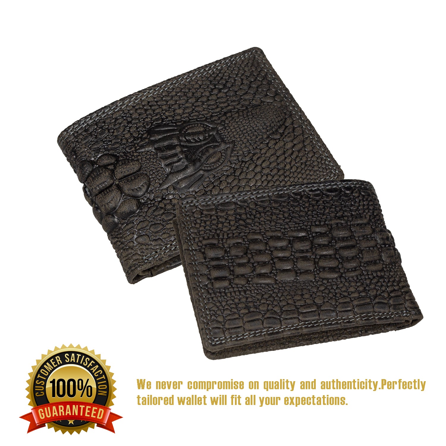 DOECRAFT Men Casual, Evening/Party, Travel, Trendy Black Genuine Leather Wallet (8 Card Slots)