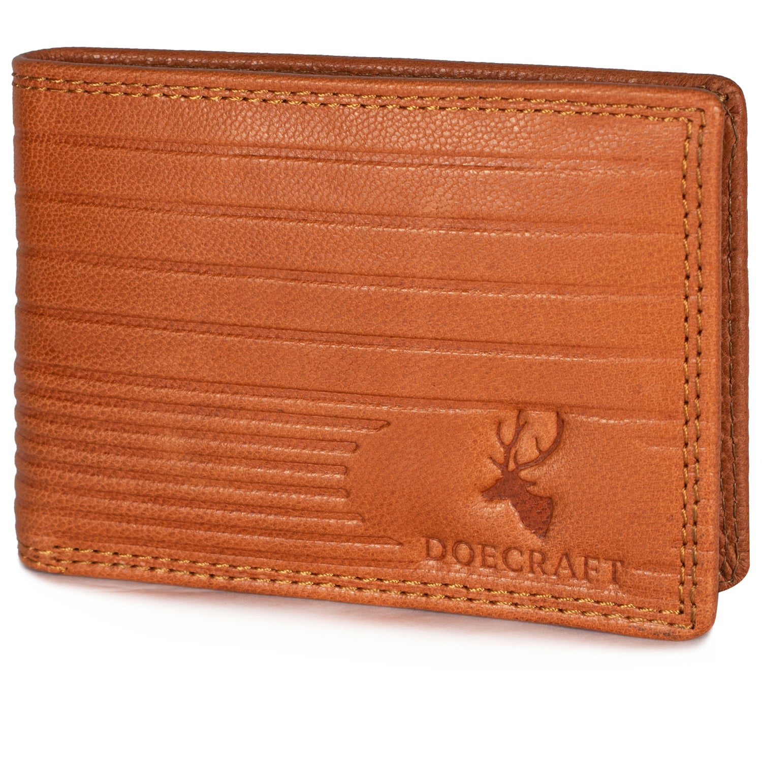 DOECRAFT Men Casual, Formal Orange Genuine Leather Wallet (8 Card Slots)