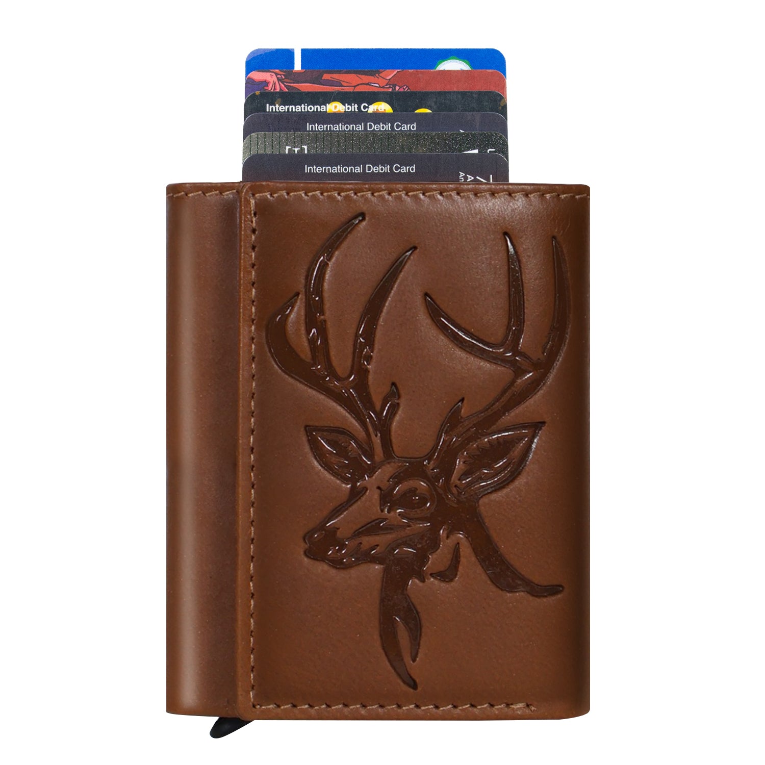 DOECRAFT Men Casual, Formal Tan, Gold Genuine Leather Wallet (8 Card Slots)