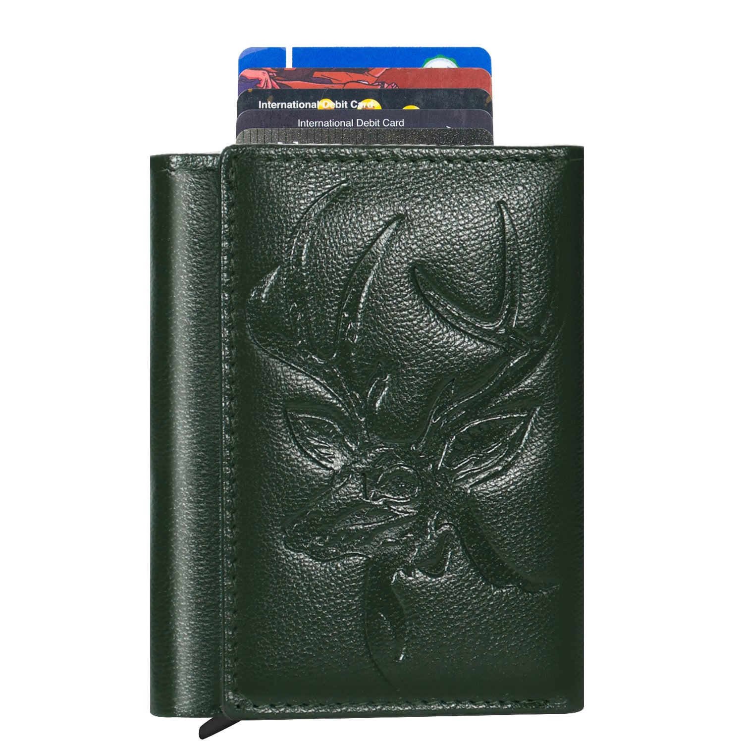 DOECRAFT Men Casual, Formal Green, Gold Genuine Leather Wallet (8 Card Slots)