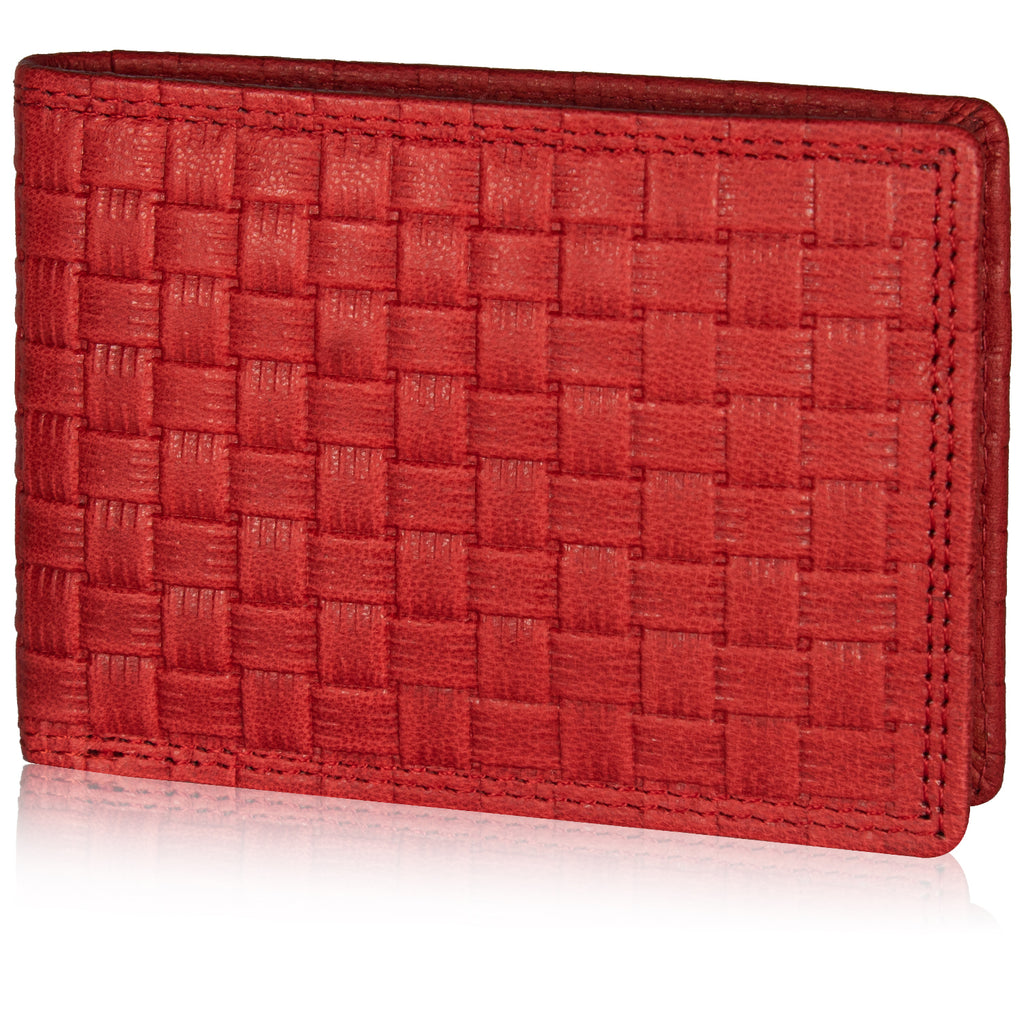 DOECRAFT Men Casual, Formal, Trendy Red Genuine Leather Wallet (8 Card Slots)