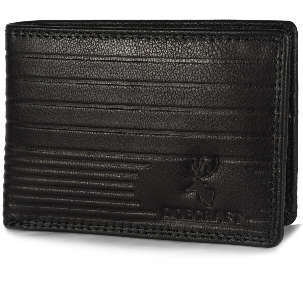 DOECRAFT Men Casual, Formal Black Genuine Leather Wallet (8 Card Slots)