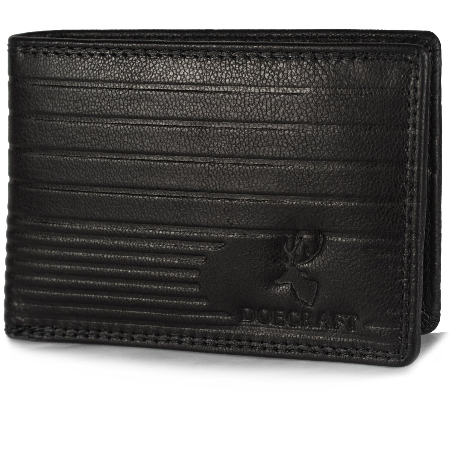 DOECRAFT Men Casual, Formal Black Genuine Leather Wallet (8 Card Slots)
