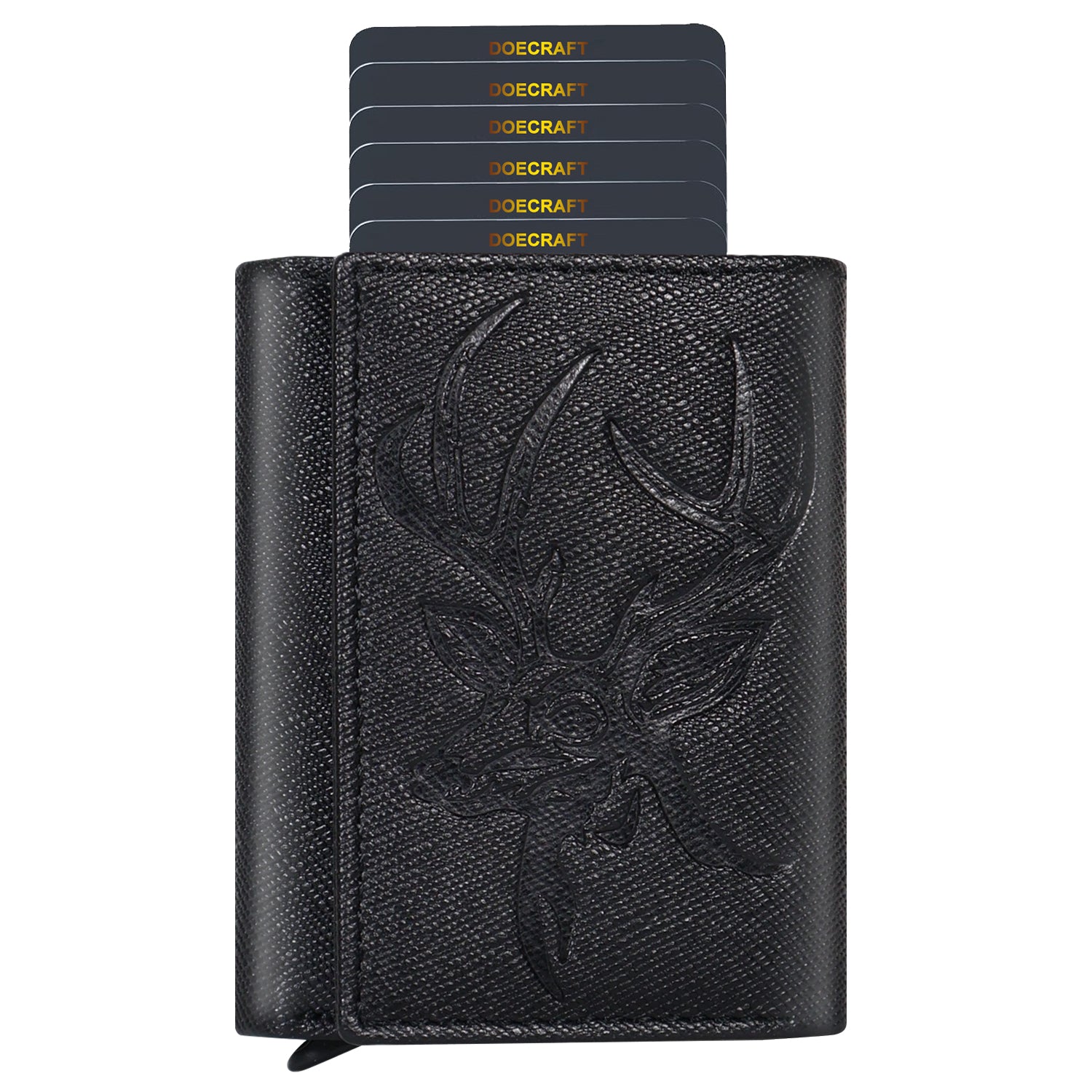 DOECRAFT Men Casual, Formal Black Genuine Leather Wallet (8 Card Slots)