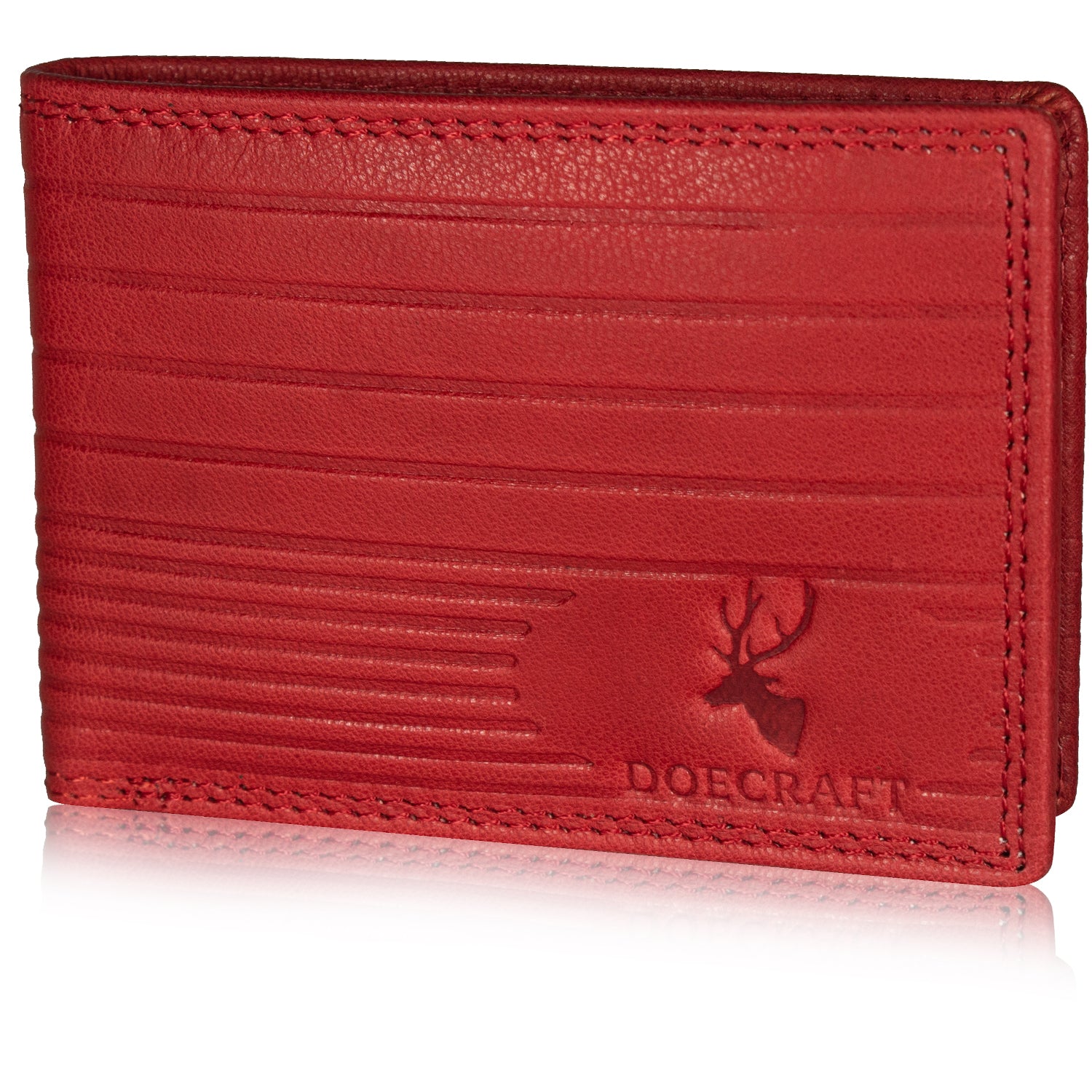 DOECRAFT Men Casual, Formal Red Genuine Leather Wallet (8 Card Slots)
