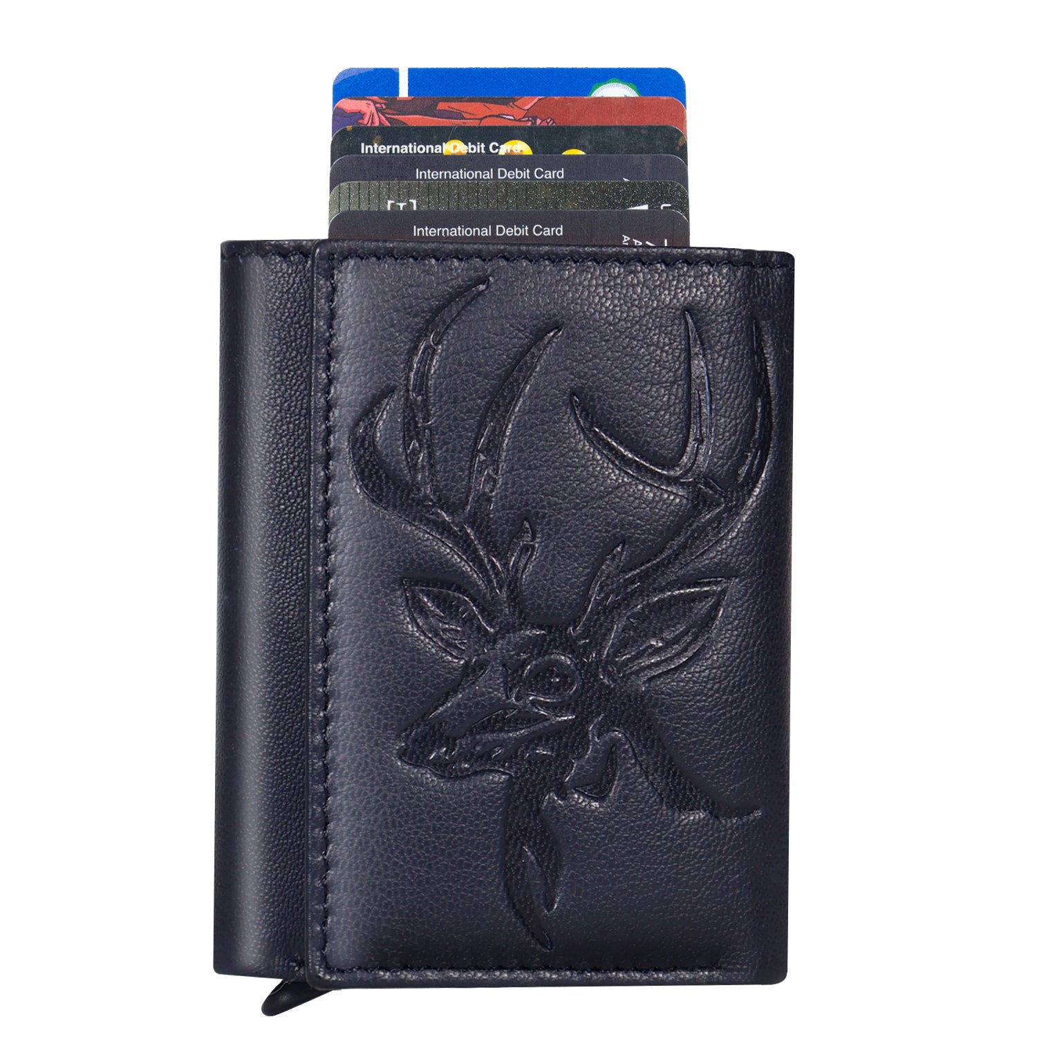 DOECRAFT Men Casual, Formal Blue, Gold Genuine Leather Wallet (8 Card Slots)