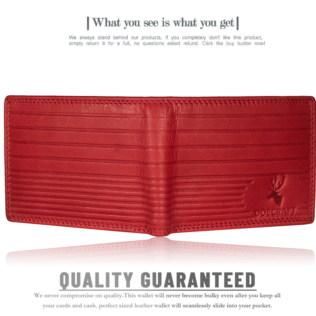 DOECRAFT Men Casual, Formal Red Genuine Leather Wallet (8 Card Slots)