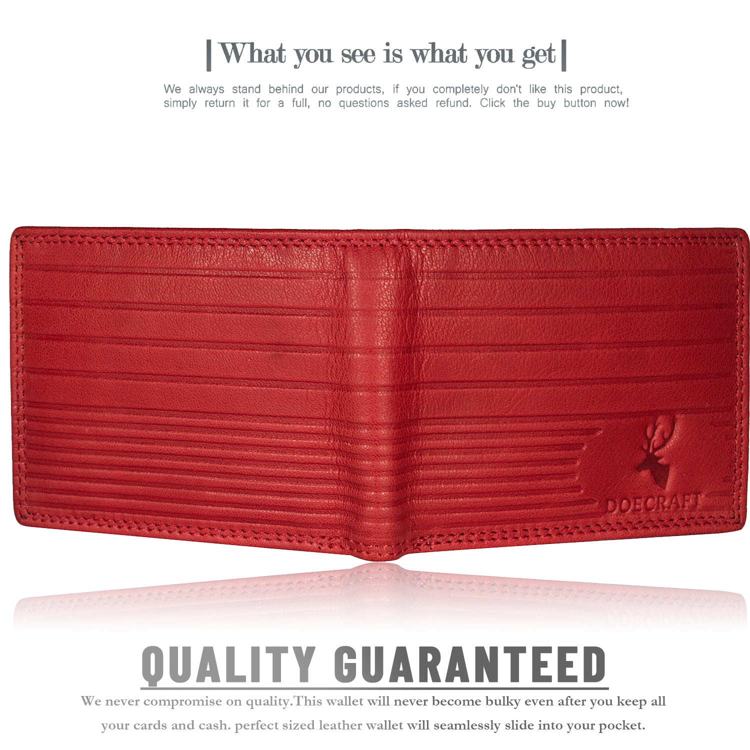 DOECRAFT Men Casual, Formal Red Genuine Leather Wallet (8 Card Slots)