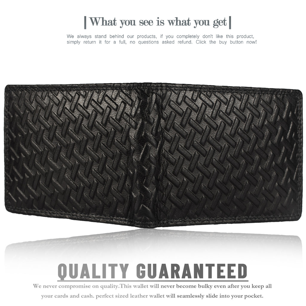 DOECRAFT Men Casual, Formal Black Genuine Leather Wallet (8 Card Slots)