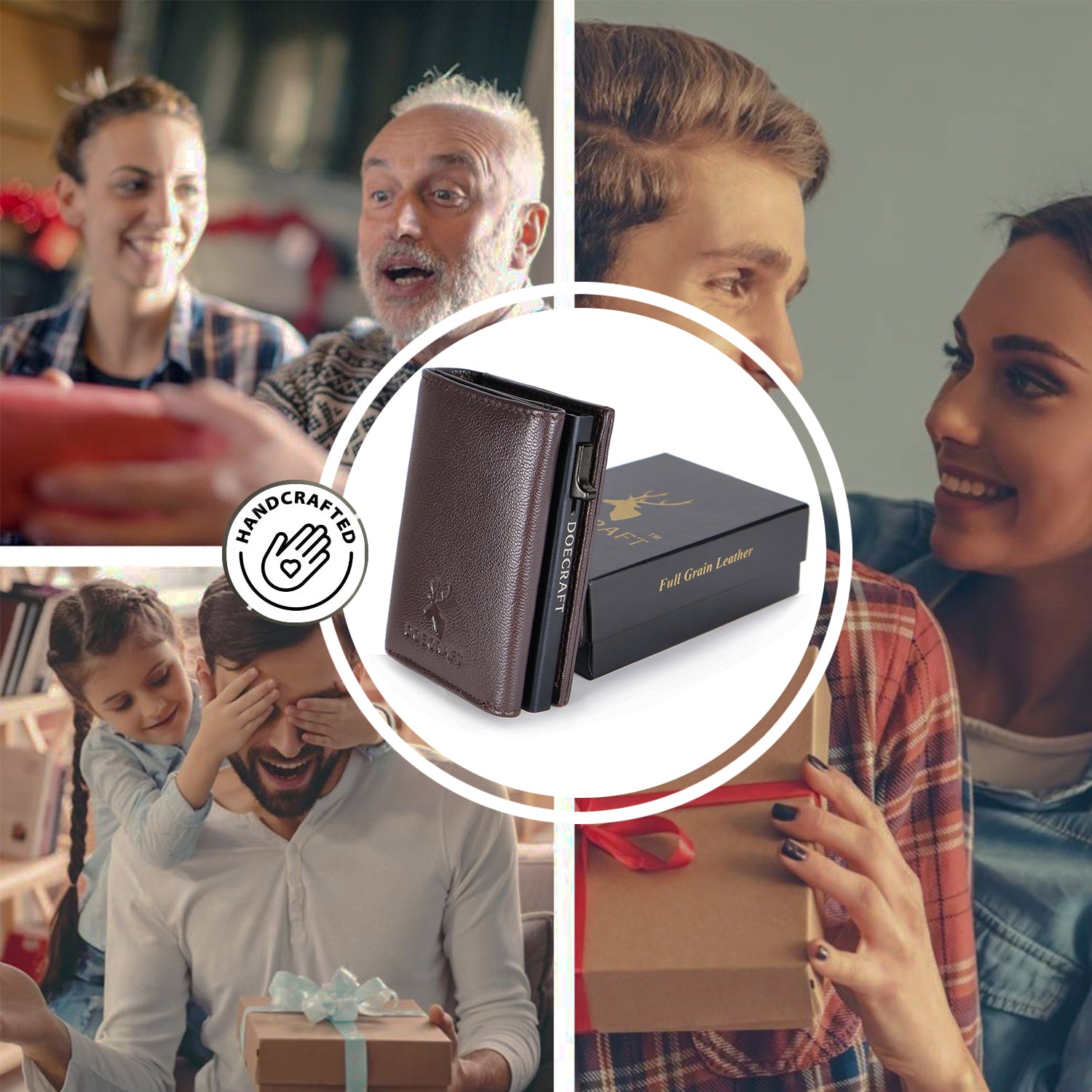 DOECRAFT Men Casual, Formal Brown, Black Genuine Leather, Aluminium Wallet (10 Card Slots)