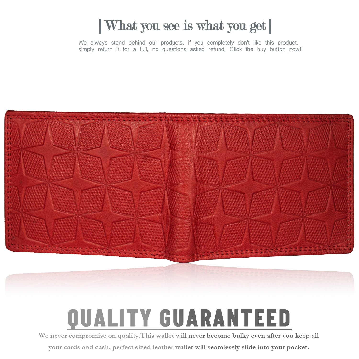 DOECRAFT Men Casual, Formal, Trendy Red Genuine Leather Wallet (8 Card Slots)