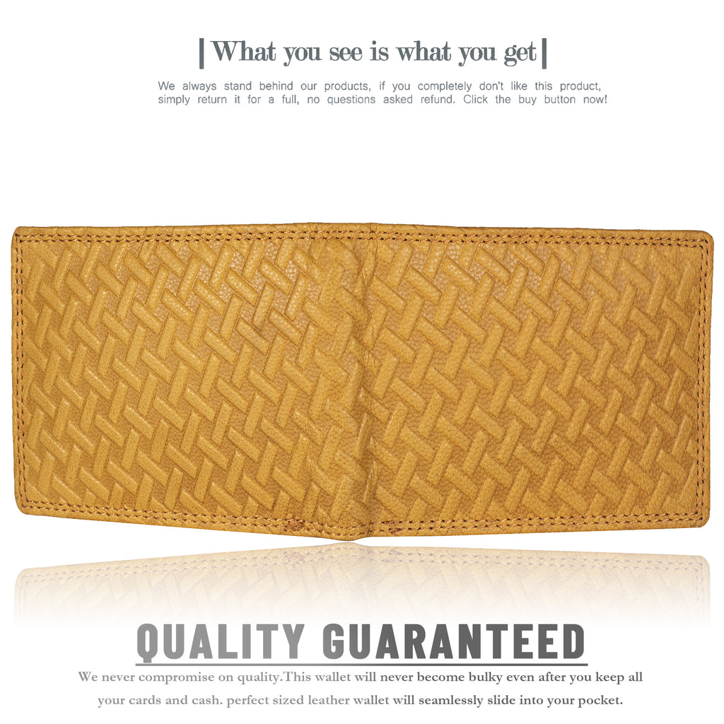 DOECRAFT Men Casual, Formal Yellow Genuine Leather Wallet (8 Card Slots)