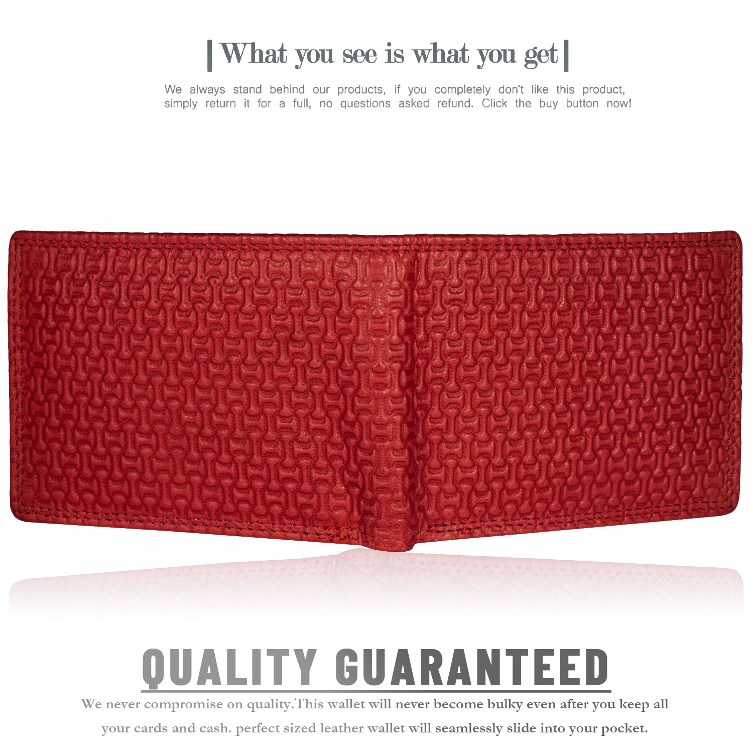 DOECRAFT Men Casual, Formal, Trendy Red Genuine Leather Wallet (8 Card Slots)