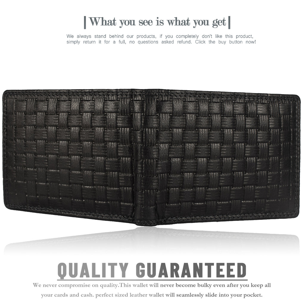DOECRAFT Men Casual, Formal Black Genuine Leather Wallet (8 Card Slots)