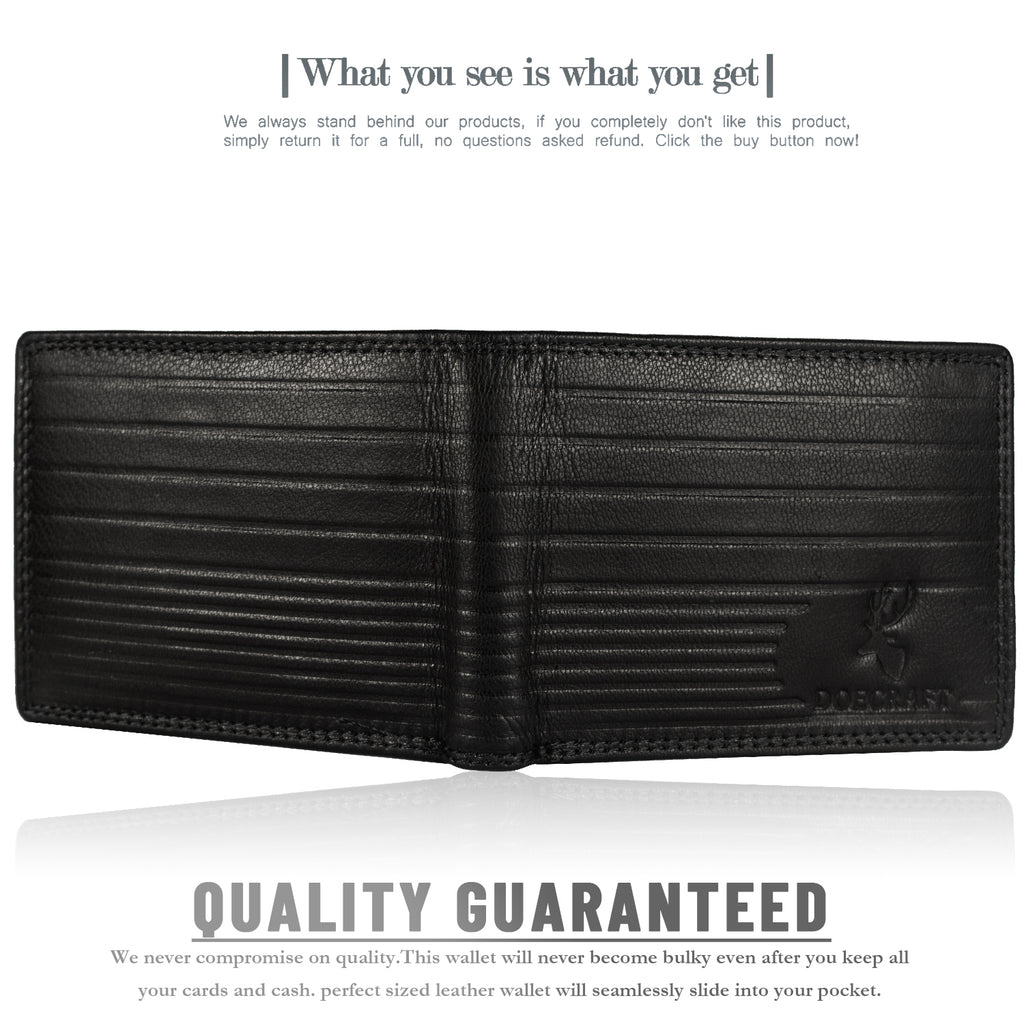 DOECRAFT Men Casual, Formal Black Genuine Leather Wallet (8 Card Slots)