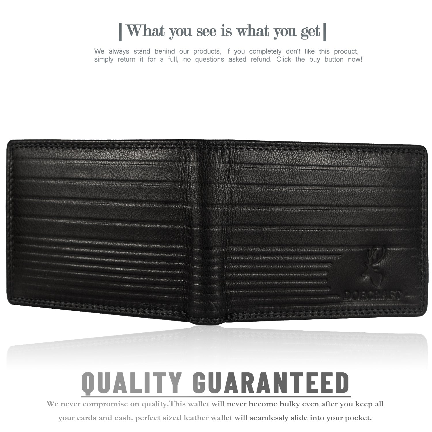 DOECRAFT Men Casual, Formal Black Genuine Leather Wallet (8 Card Slots)