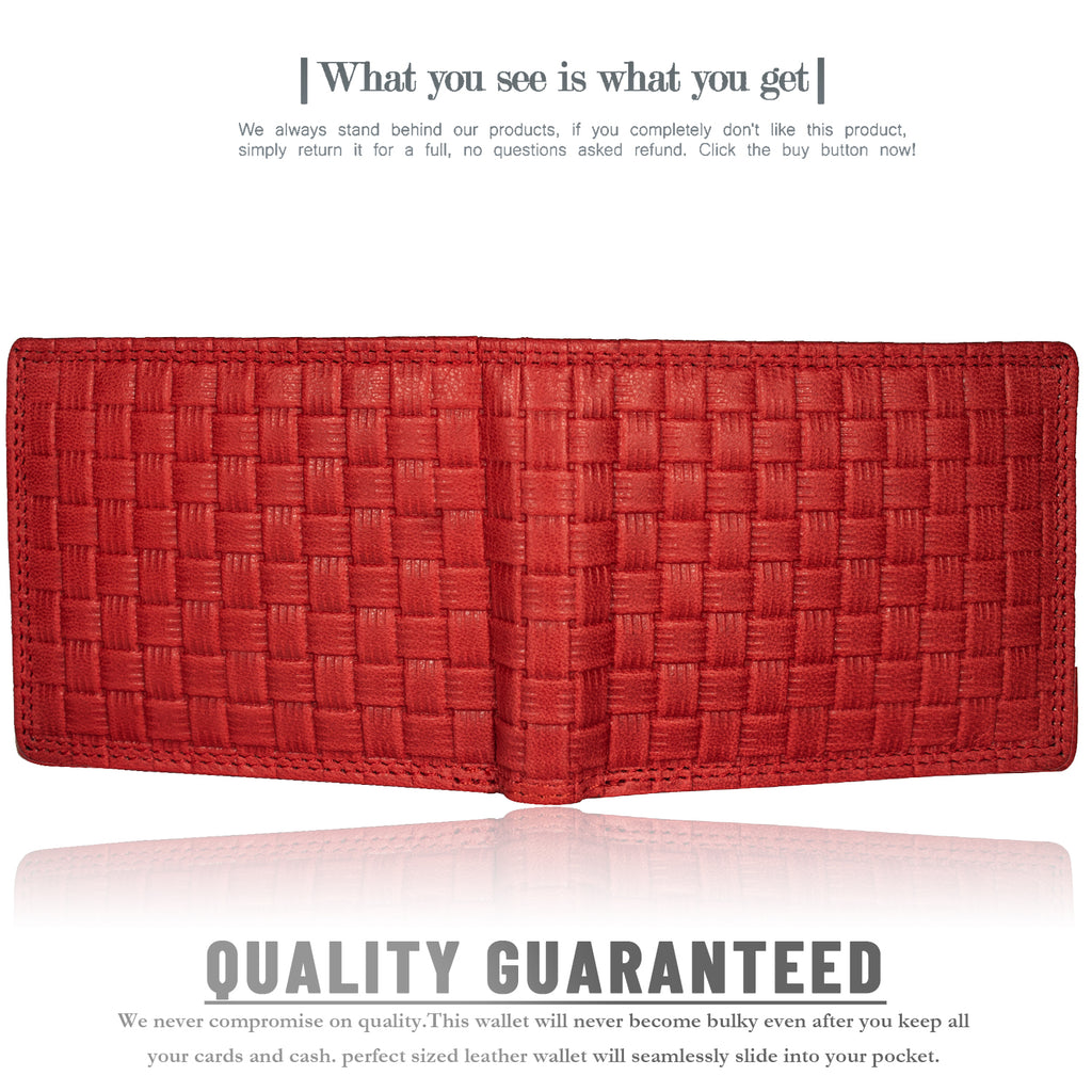 DOECRAFT Men Casual, Formal, Trendy Red Genuine Leather Wallet (8 Card Slots)
