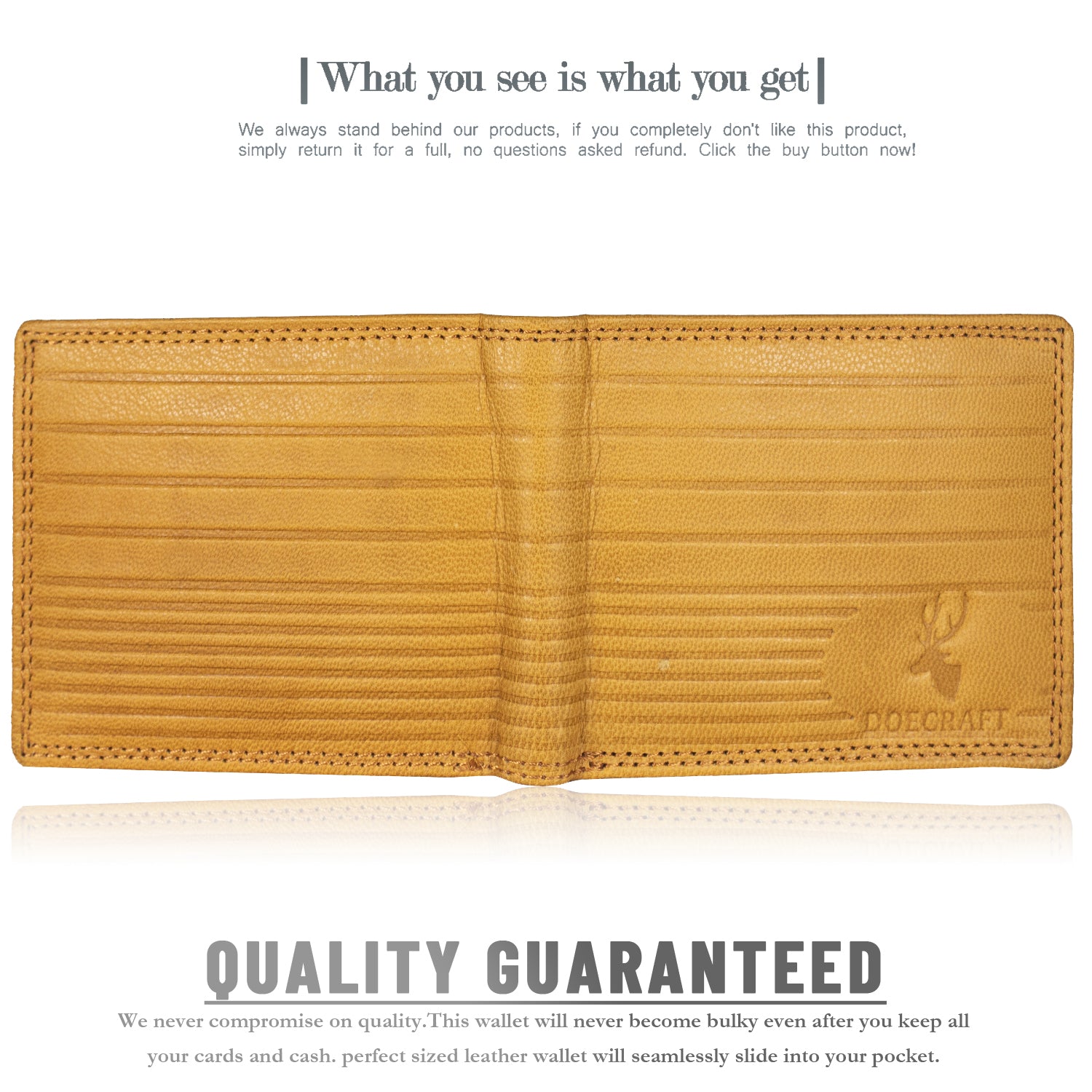 DOECRAFT Men Casual, Formal Yellow Genuine Leather Wallet (8 Card Slots)