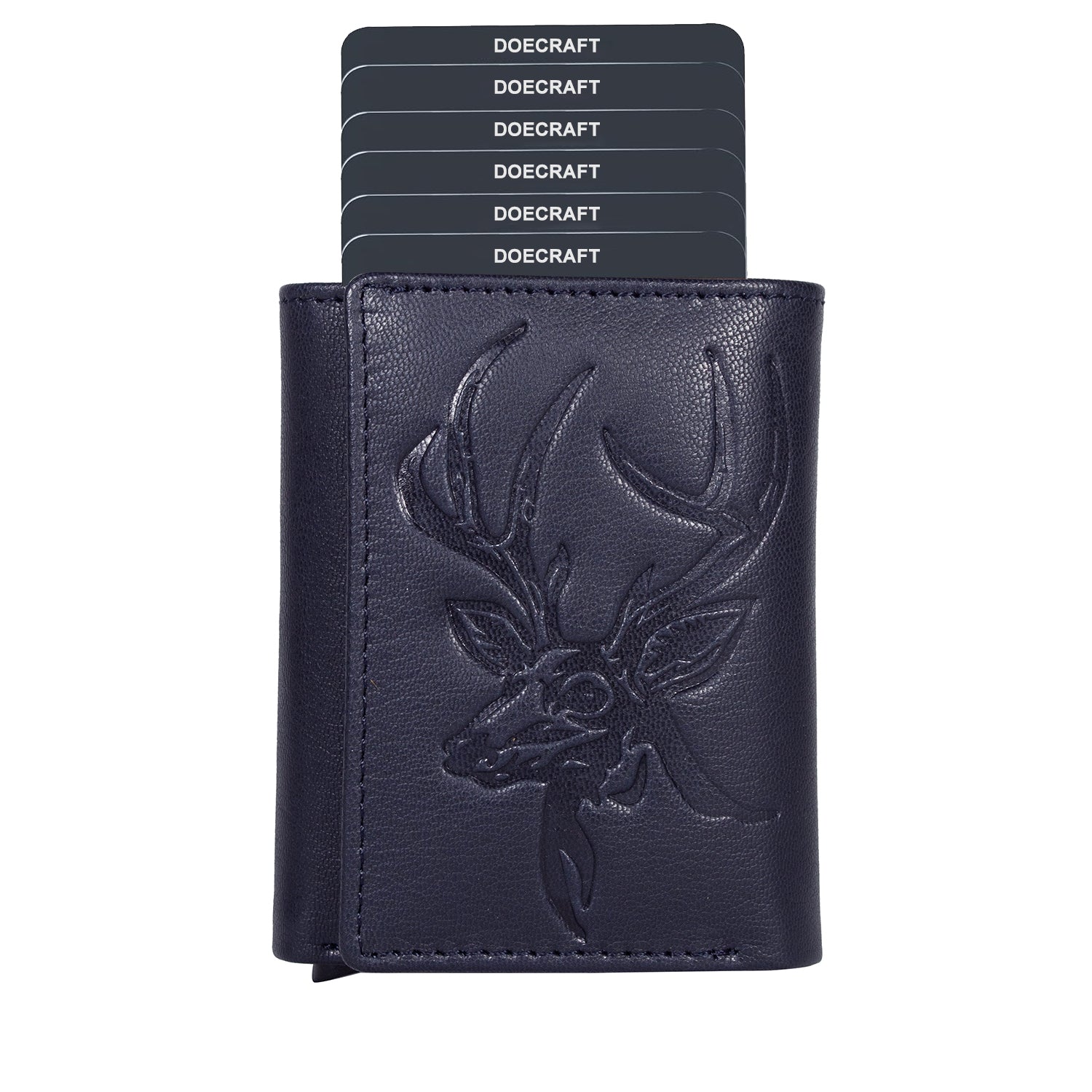 DOECRAFT Men Casual, Formal Blue, Silver Genuine Leather Wallet (8 Card Slots)