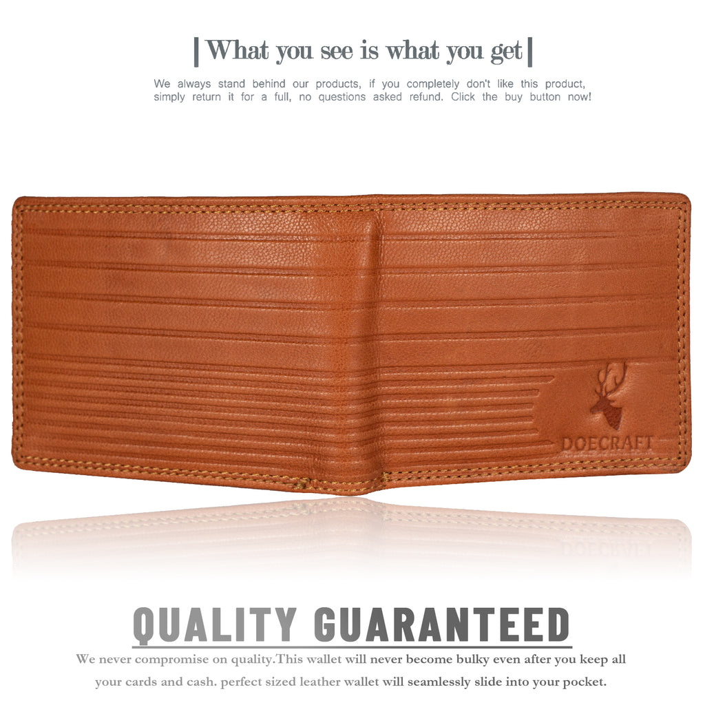 DOECRAFT Men Casual, Formal Orange Genuine Leather Wallet (8 Card Slots)