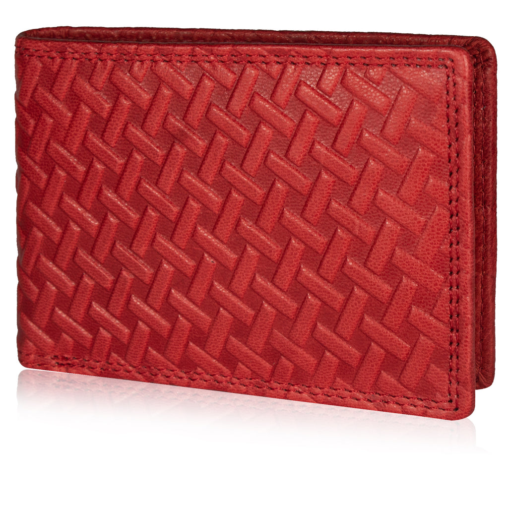 DOECRAFT Men Casual, Formal, Trendy Red Genuine Leather Wallet (8 Card Slots)