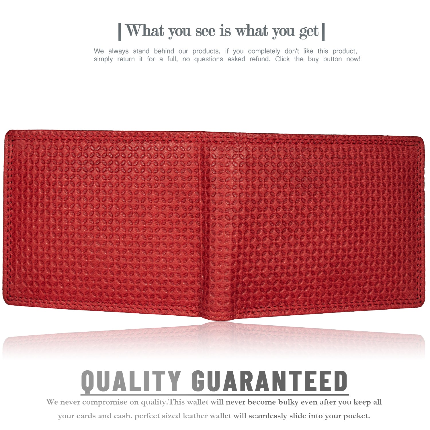 DOECRAFT Men Casual, Formal, Trendy Red Genuine Leather Wallet (8 Card Slots)