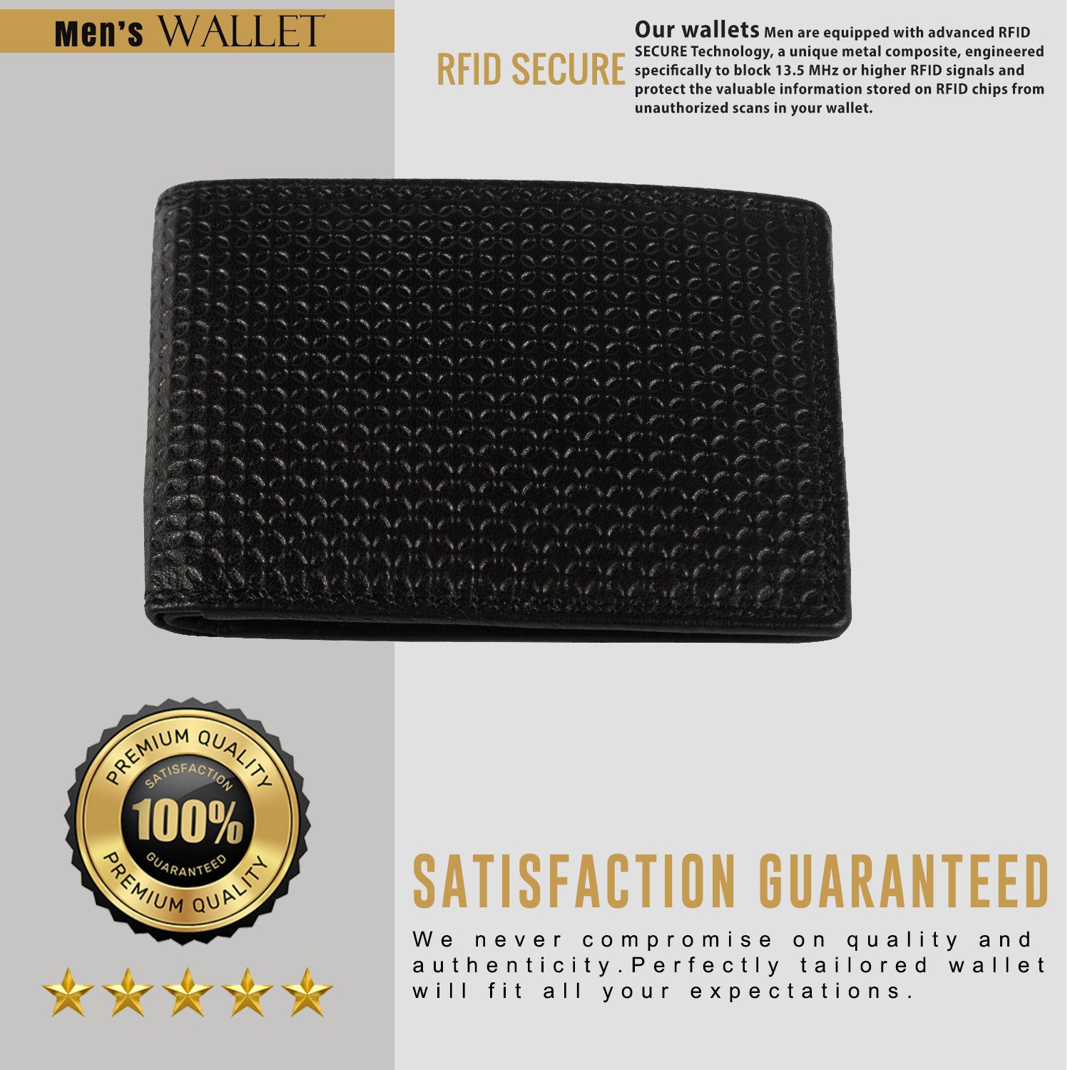 DOECRAFT Men Casual, Formal Black Genuine Leather Wallet (8 Card Slots)