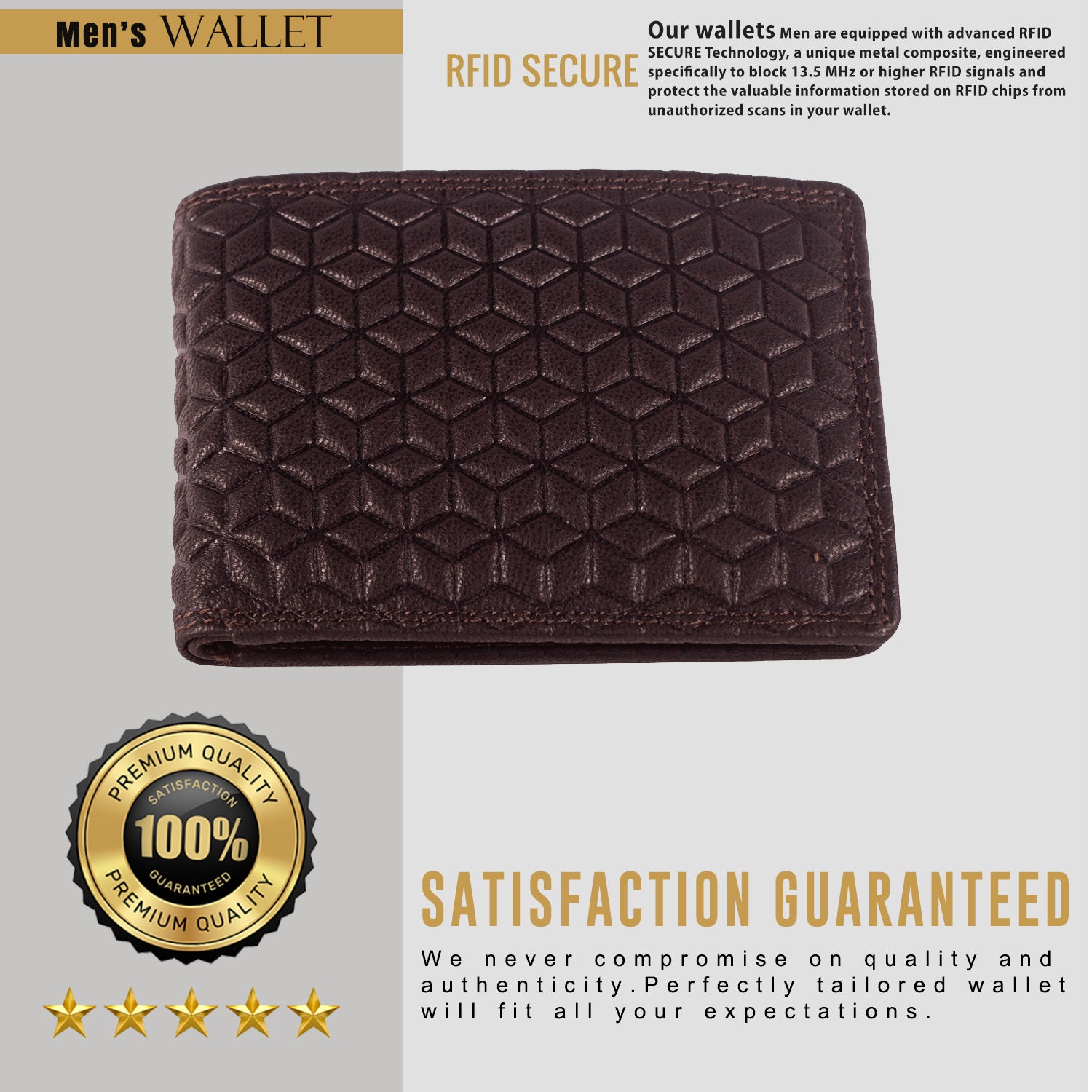 DOECRAFT Men Casual, Formal Brown Genuine Leather Wallet (8 Card Slots)