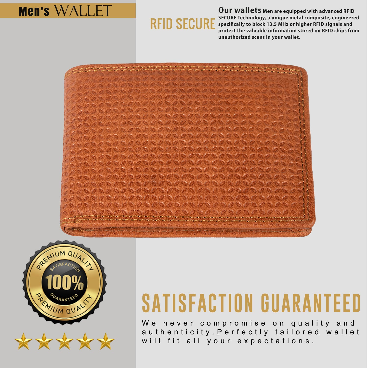 DOECRAFT Men Casual, Formal Orange Genuine Leather Wallet (8 Card Slots)