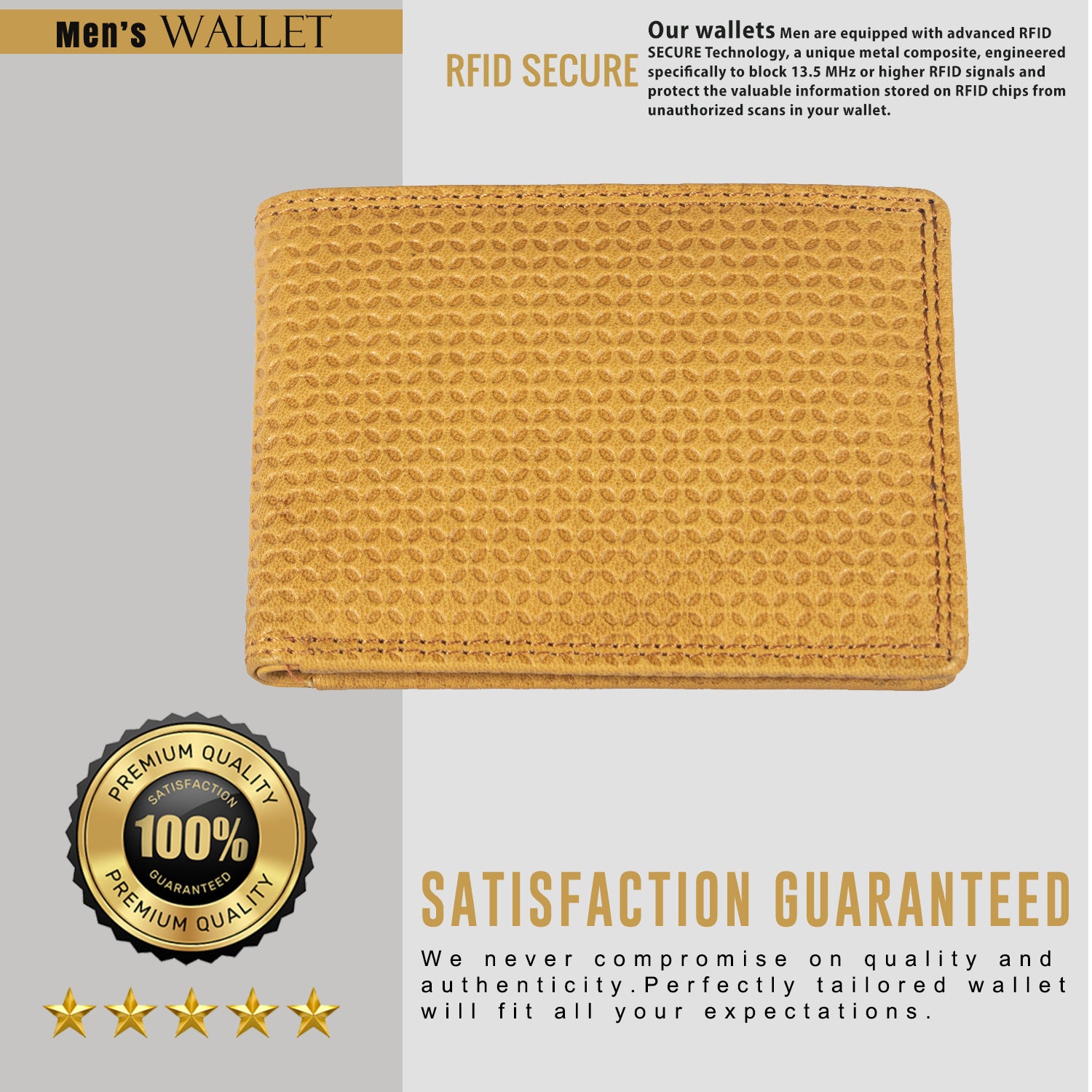 DOECRAFT Men Casual, Formal Yellow Genuine Leather Wallet (8 Card Slots)