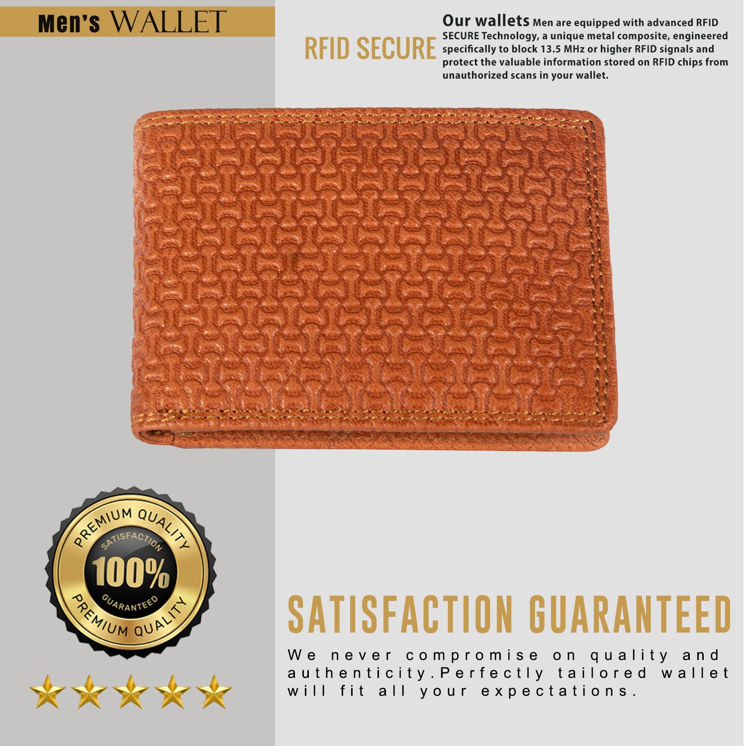 DOECRAFT Men Casual, Formal Orange Genuine Leather Wallet (8 Card Slots)